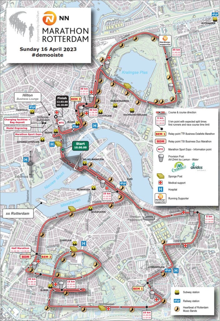 Route Marathon Rotterdam 2023